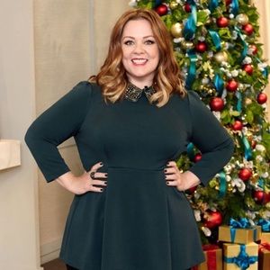 Melissa McCarthy Seven7 Ponte Jeweled Peplum Top